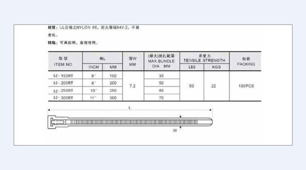 可松式紮帶規格