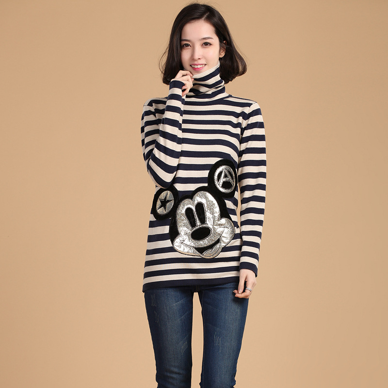 2014春装新款<em>毛衣</em> 米奇图案<em>针织</em>衫 <em>休闲</em>高领打