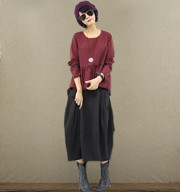 原创 品牌秋冬女装大码加厚棉麻花苞裙半身裙