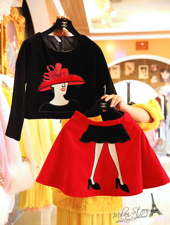 2076550韩国复古法式化妆舞会刺绣丝绒上衣蓬