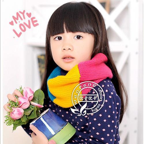 韩国流行四色针织儿童毛线保暖加厚宝宝围脖 