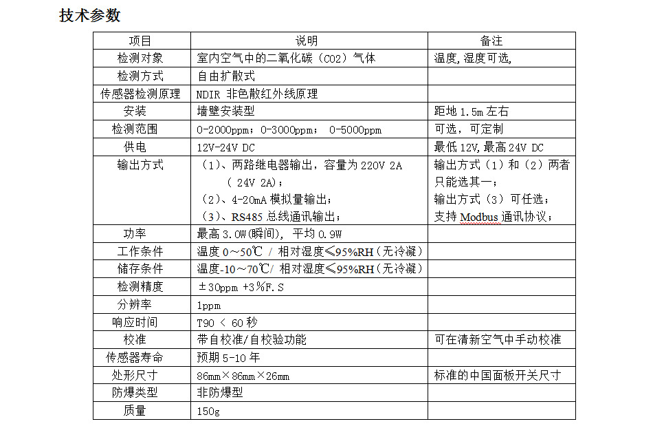 MD-86CO2技術參數