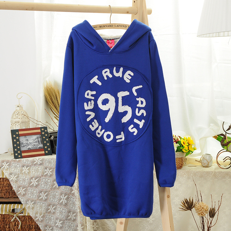 VL978-2013秋冬新款韩版加绒加厚卫衣中长款