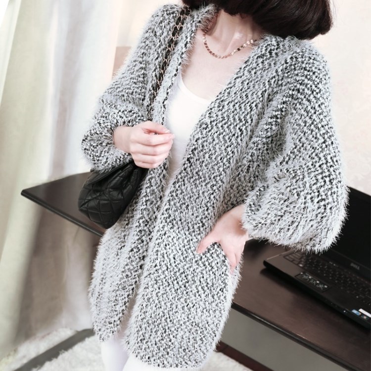 2014春装新款<em>韩版</em>女装简约中长款<em>马海毛针织</em>