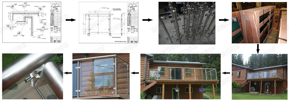 patio steel glass railing