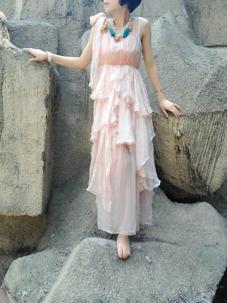 夏季新款女装韩版时尚吊带飘逸仙女裙连衣裙长