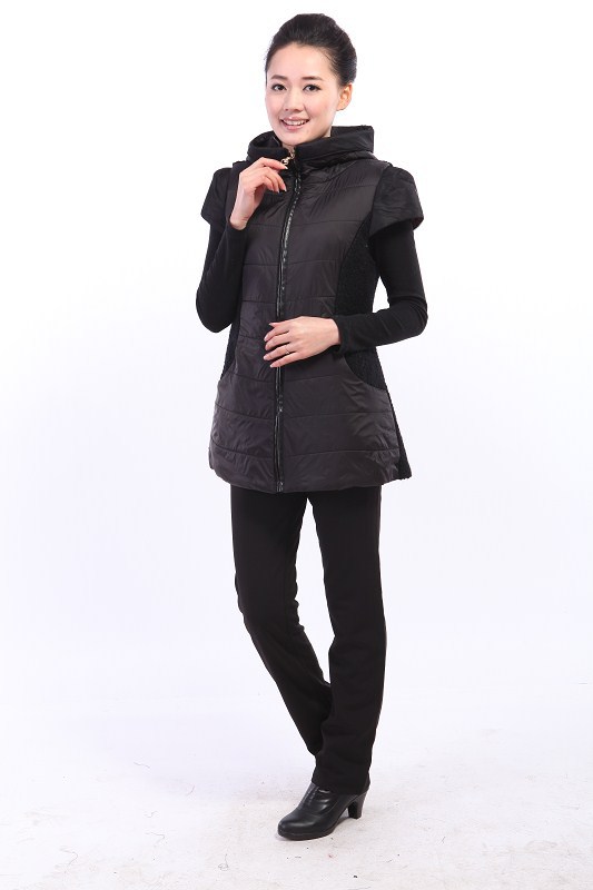 【新款<em>中老年马甲</em> <em>连帽羽绒棉</em>长款宽松时尚拉