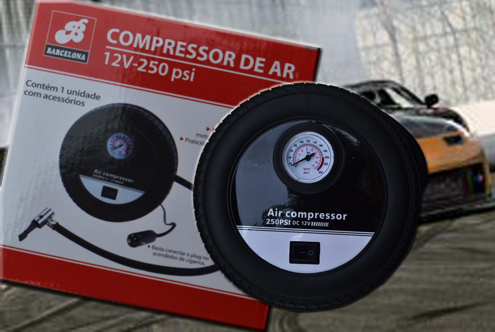 【汽车电动气泵 轮胎型电动气泵 12V 250PSI】