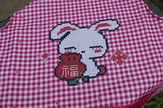 d1312 韩版兔子格子/兔子点子围裙 幼儿园美甲店母婴围裙义乌精品