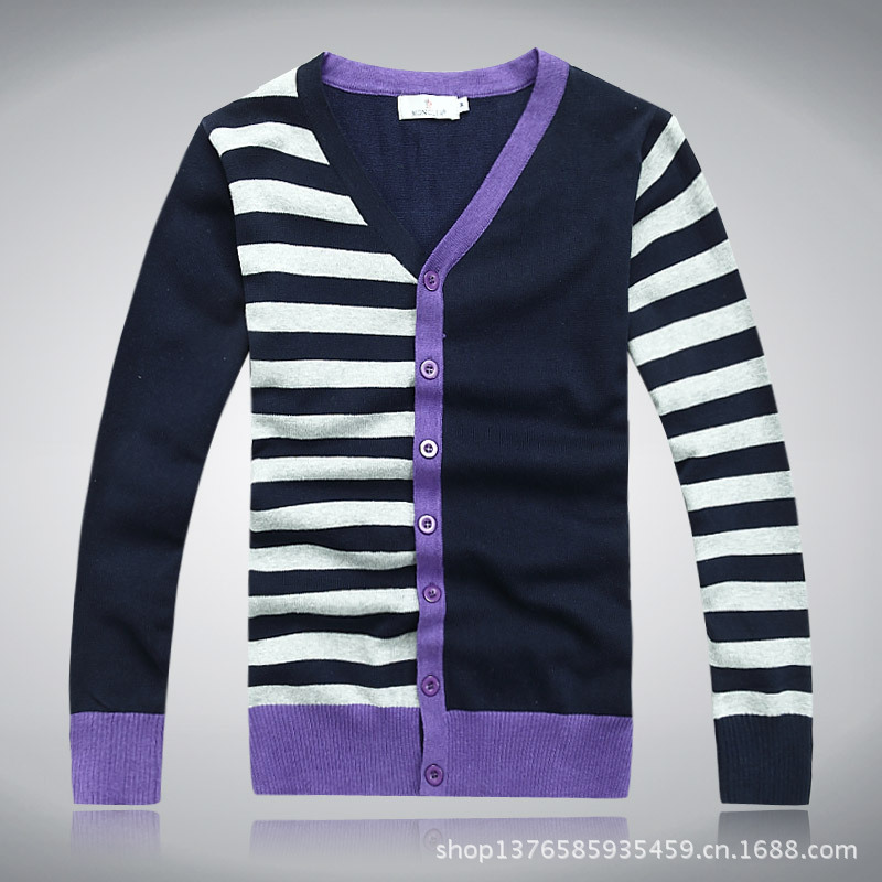 青年流行秋装<em>针织衫男开衫</em>男男士毛衣男薄款复