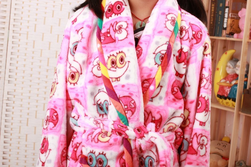 冬季水貂绒儿童<em>睡衣睡袍</em>宝宝保暖浴袍卡通<em>女童</em>