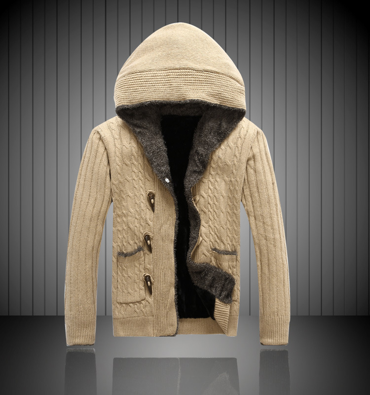 美特斯邦威同款秋冬装<em>毛衣外套</em>韩版<em>连帽加厚</em>男