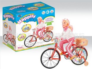 车模型-公仔电动自行车 芭比娃娃电动自行车 带