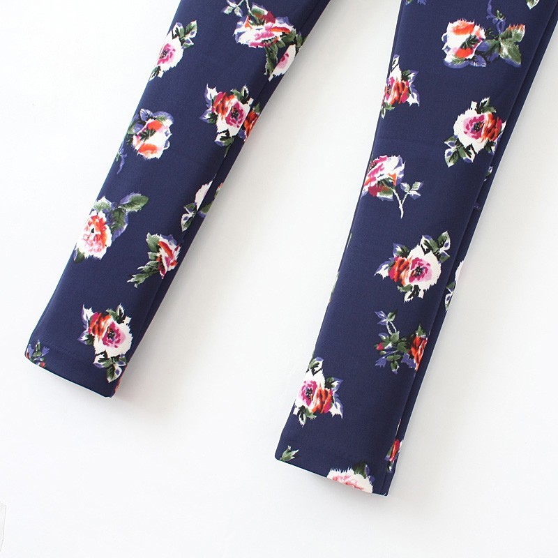 批发采购女式休闲裤-ZARA 弹力花朵印花裤小