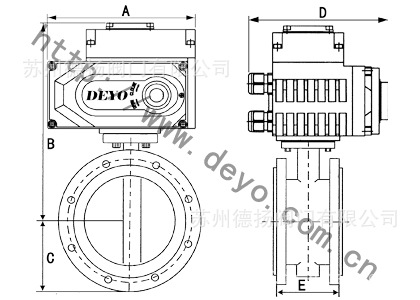 新款电动法兰蝶阀尺寸图