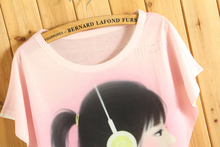 【2013夏款新品 小清新卡通T恤 带耳机女孩 印