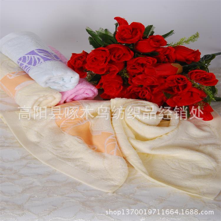 纯竹纤维树叶提花毛巾