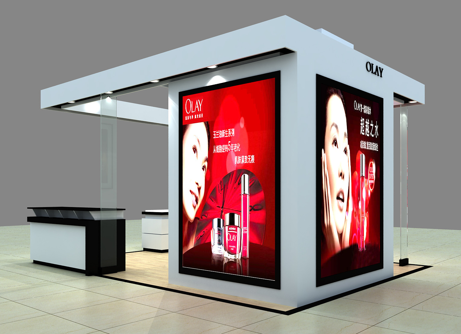 展示柜-欧莱雅化妆品专柜装修\/店铺装修设计\/护