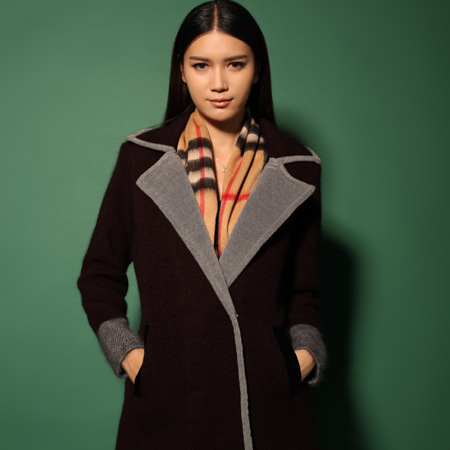 冬新款女装纯<em>貂绒</em>羊绒<em>大衣</em>外套<em>开衫</em>修身大翻领