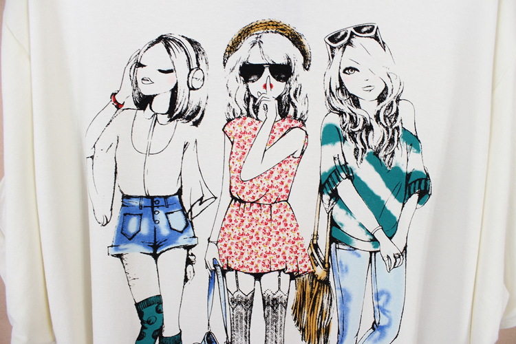 批发采购女式T恤-2013新款欧美<em>时尚三姐妹</em>印