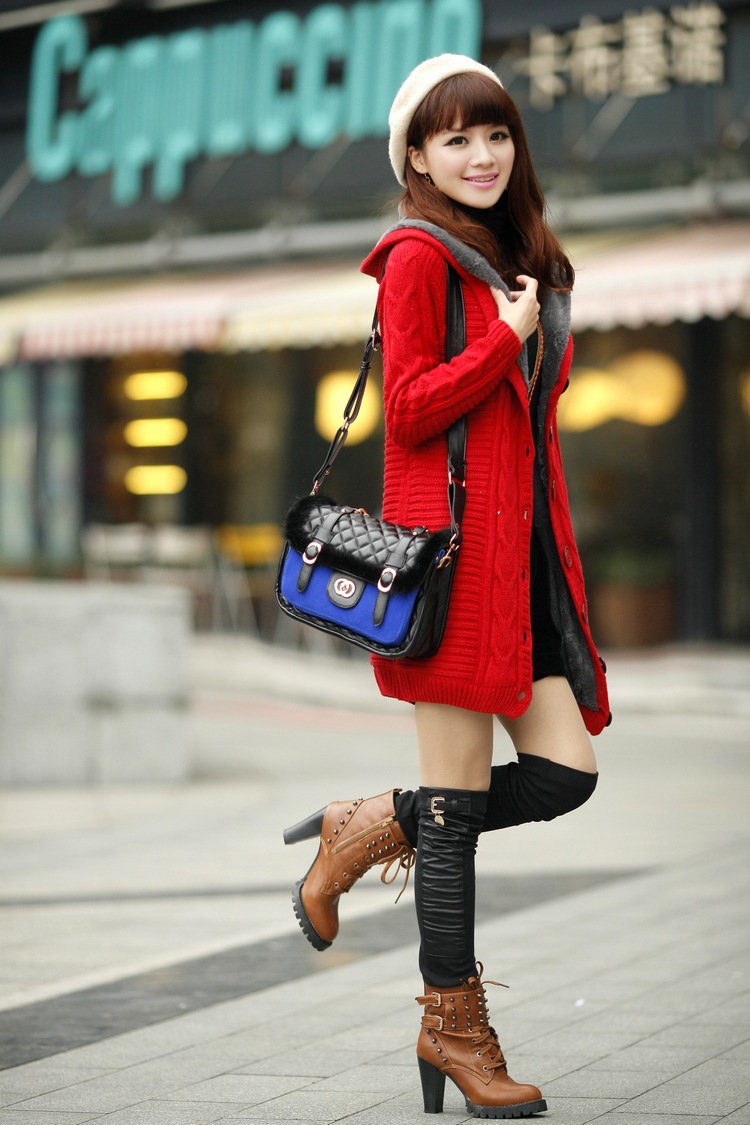 批发采购<em>女式</em>毛衣-2013新款<em>加绒加厚针织开衫</em>