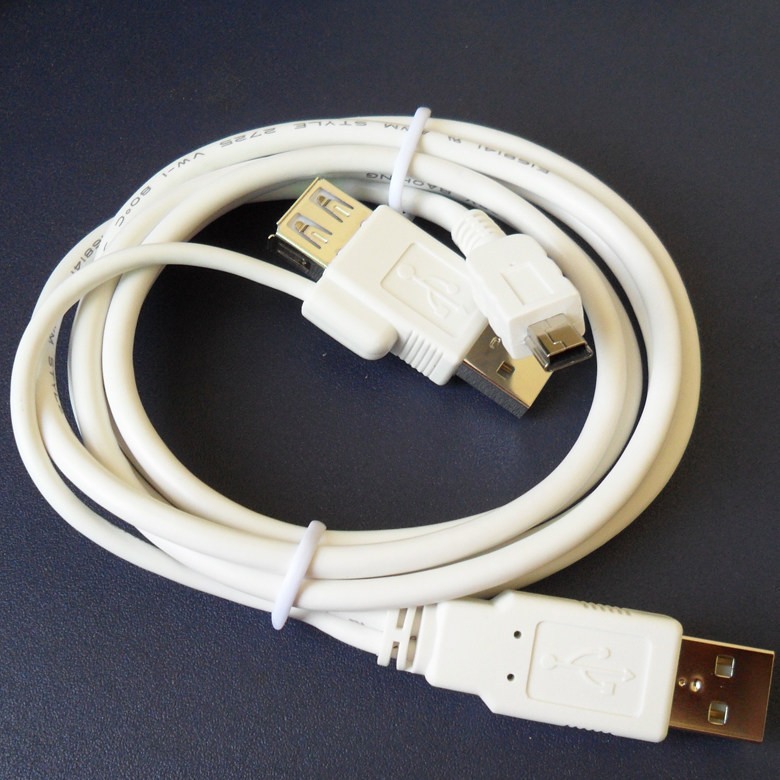 【华为MINI USB带充电口数据线 硬盘线 白色】