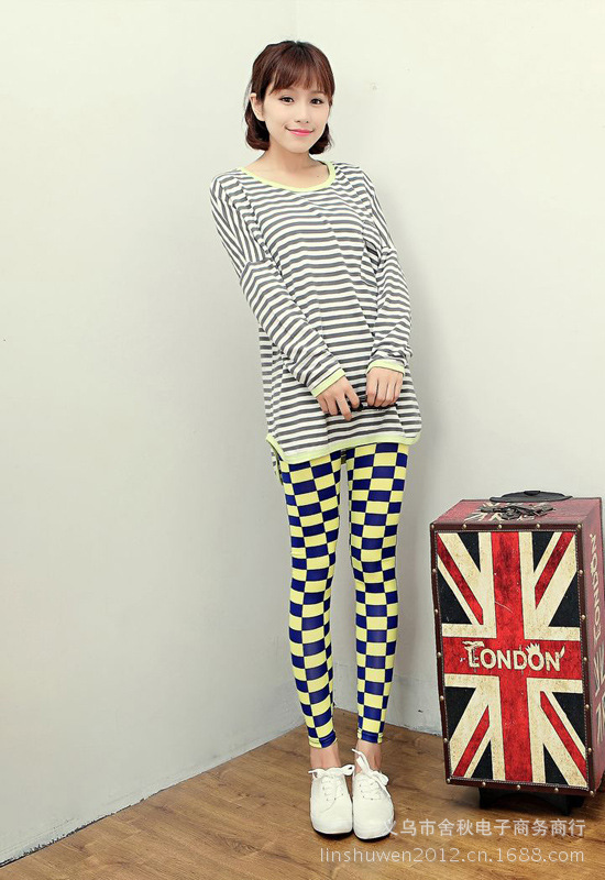 Y 804 黑白方块打底裤 (10)