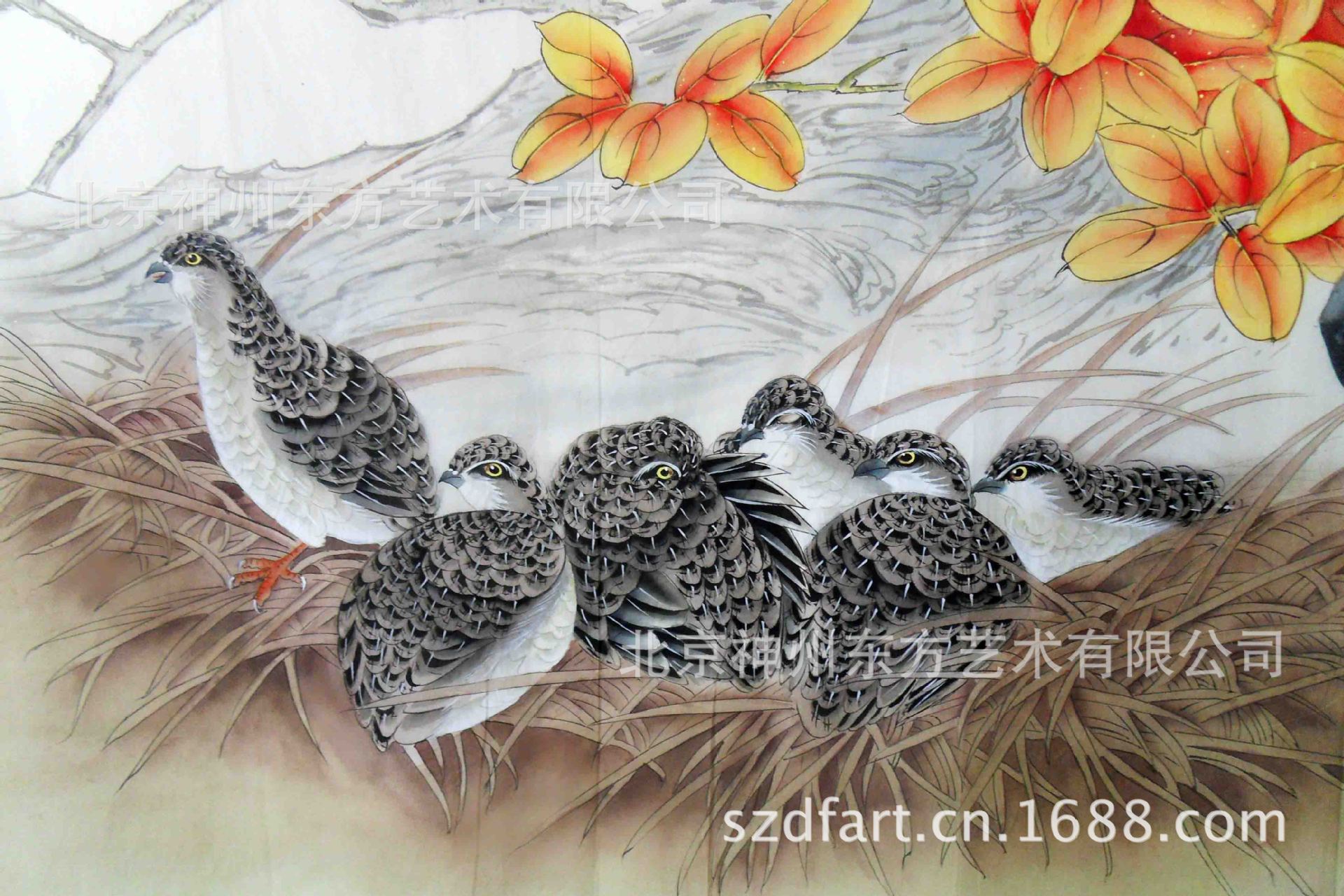 国画字画工笔花鸟画鹌鹑安居乐业装饰画北京厂家四尺风水画手绘