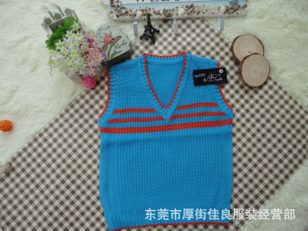 【<em>儿童</em>服装<em>针织</em>毛线背心婴<em>幼儿开衫马甲</em>V字领