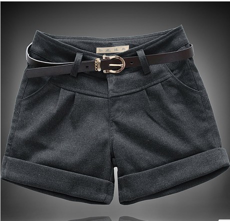 2013秋<em>冬季短裤女</em>韩版修身气质百搭大码毛呢