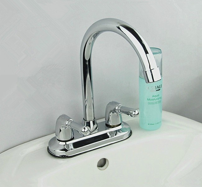 益众全铜面板二联冷热水龙头 间距十公分图片