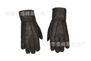 厂价批发皮毛一体冬季保暖骑行手工缝制手套时尚舒适大气男士真皮