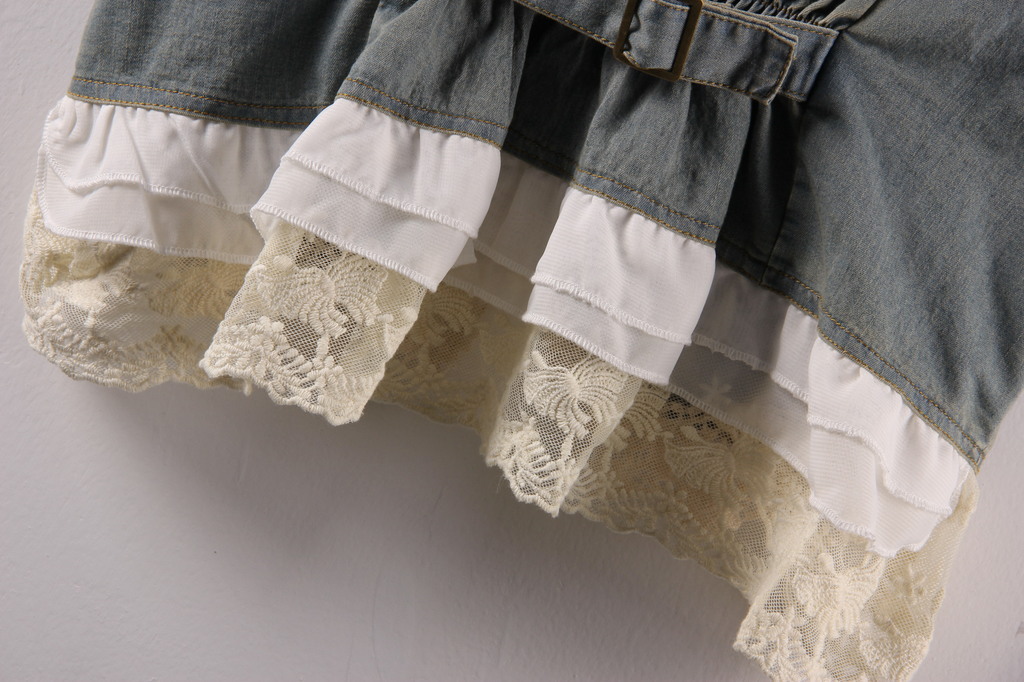 【2013新款女<em>宝宝</em>儿童蕾丝花边<em>牛仔马夹</em>韩版