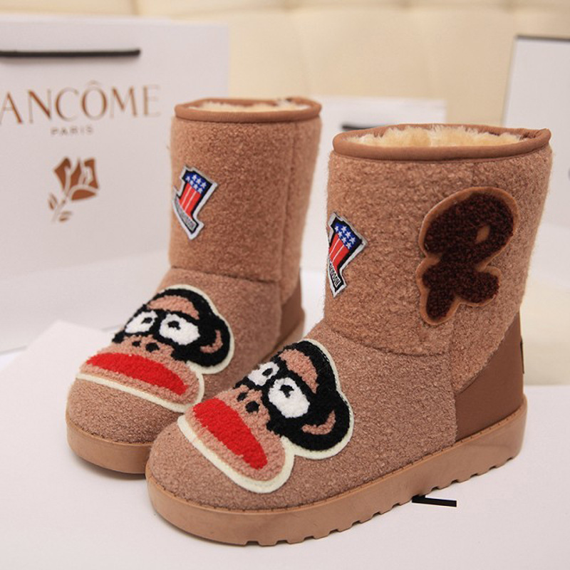 冬季新款韩版卡通猴雪地靴 <em>女靴子</em> 短靴可爱棉