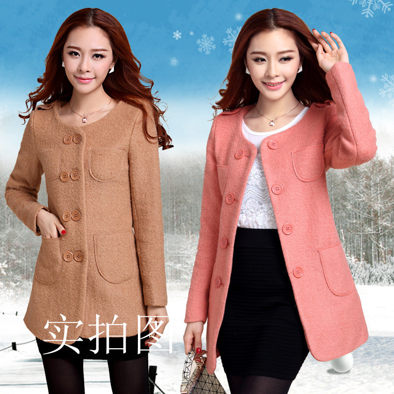 2013新款 秋冬女装修身<em>中</em>长款<em>妮子外套</em> 韩版女