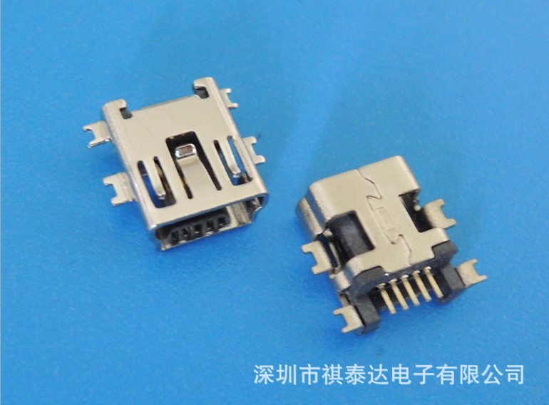 MINI USB 5PF B型SMT沉板连接器QTD-USB