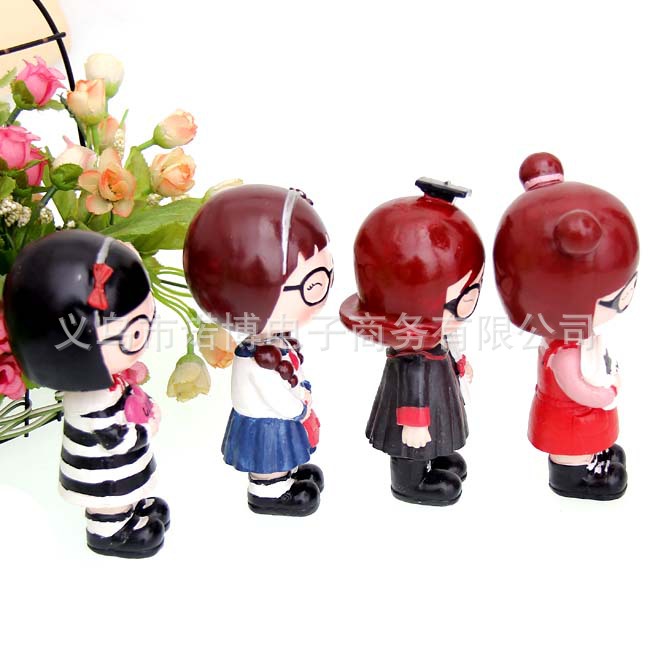 zakka杂货~OSO042可爱四眼<em>妹</em>摆件 创意<em>摇头</em>