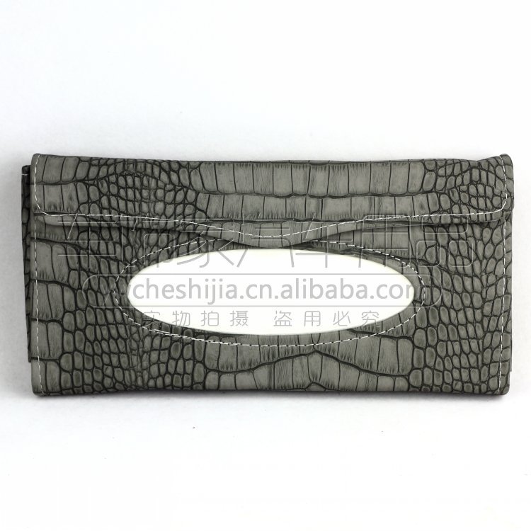 【高档 PU皮车用吸顶式纸巾盒 挂式 车内遮阳