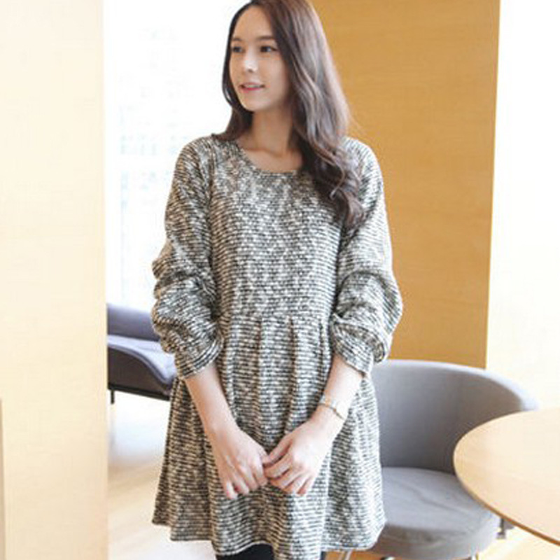 孕妇装秋冬新款时尚韩版高雅公主针织毛线连衣