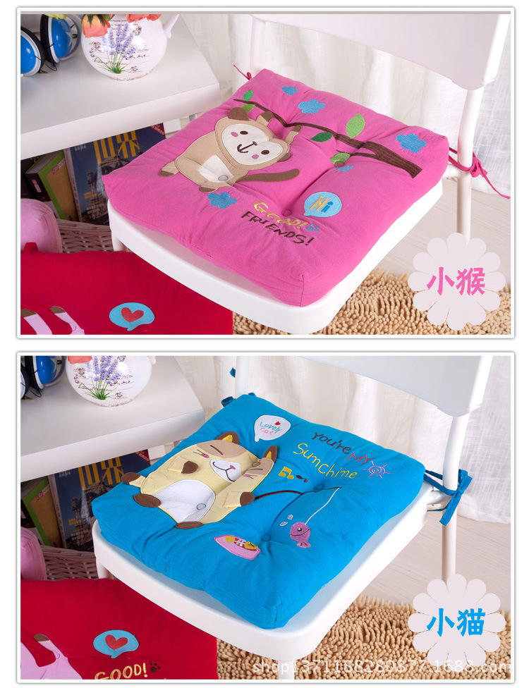 水洗棉贴布绣方坐垫6