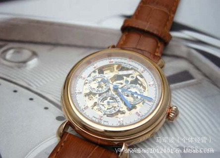 【江斯丹顿全镂空机械手表 男士全自动机械皮