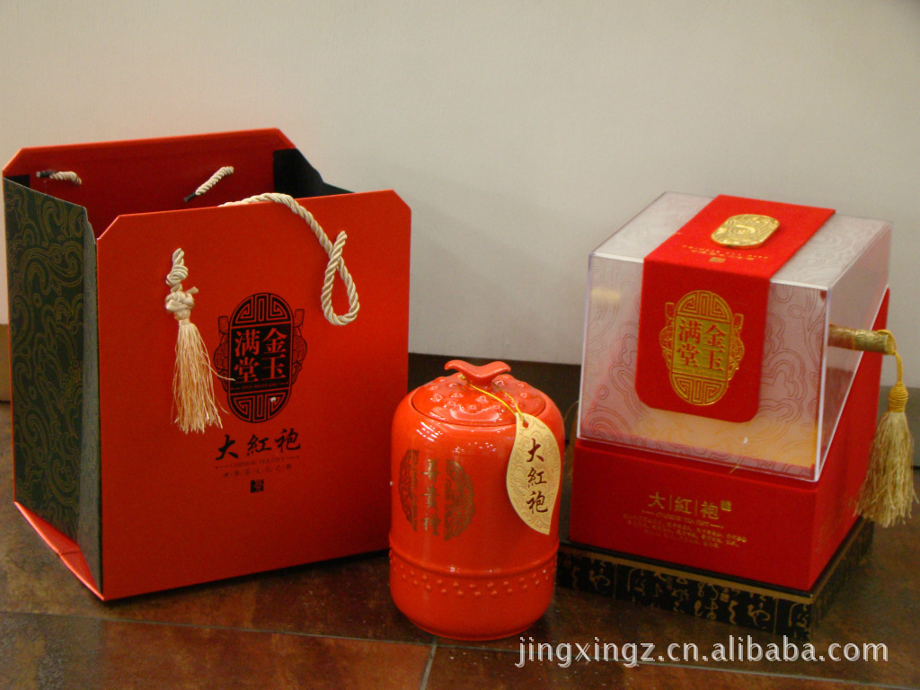 <em>茶叶</em>包装-通用<em>茶叶</em>礼盒 金玉满堂系列 红色<em>大红</em>