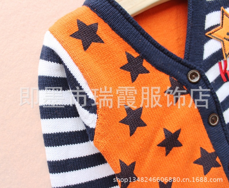 【青岛货源 韩版外贸童装 <em>男童</em>纯棉五星<em>图案毛</em>