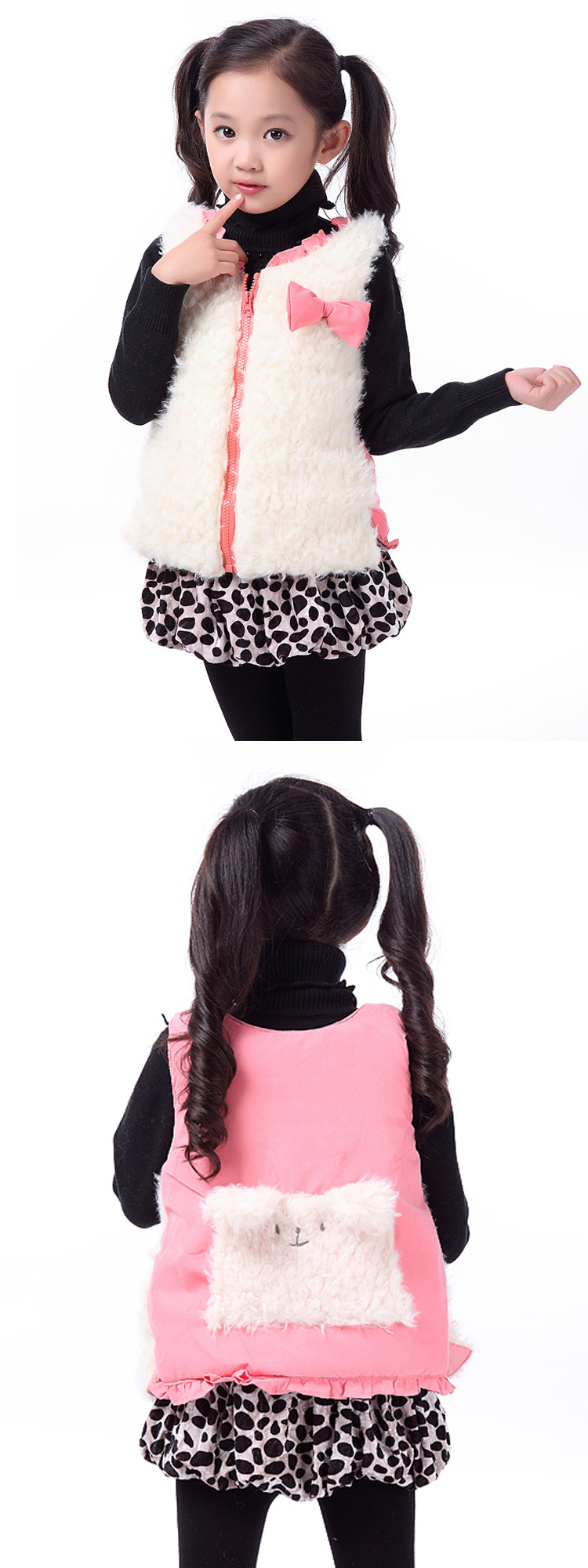 2013新款童装 韩版可爱粉红女童前后<em>穿马甲</em> 冬