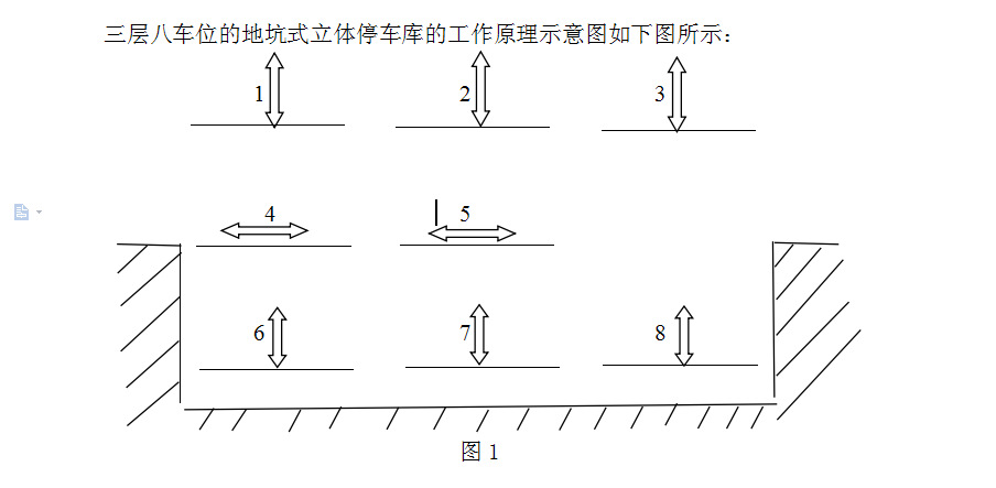 1 地坑式立体车库的工作原理示 三层八车位的地坑式立体停车库的