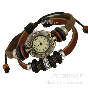 批发采购表-庞克饰品 时尚牛皮手链表 日韩简约