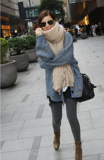 2013韩国<em>韩版明星同款</em>秋冬中长款<em>开衫</em>口袋宽