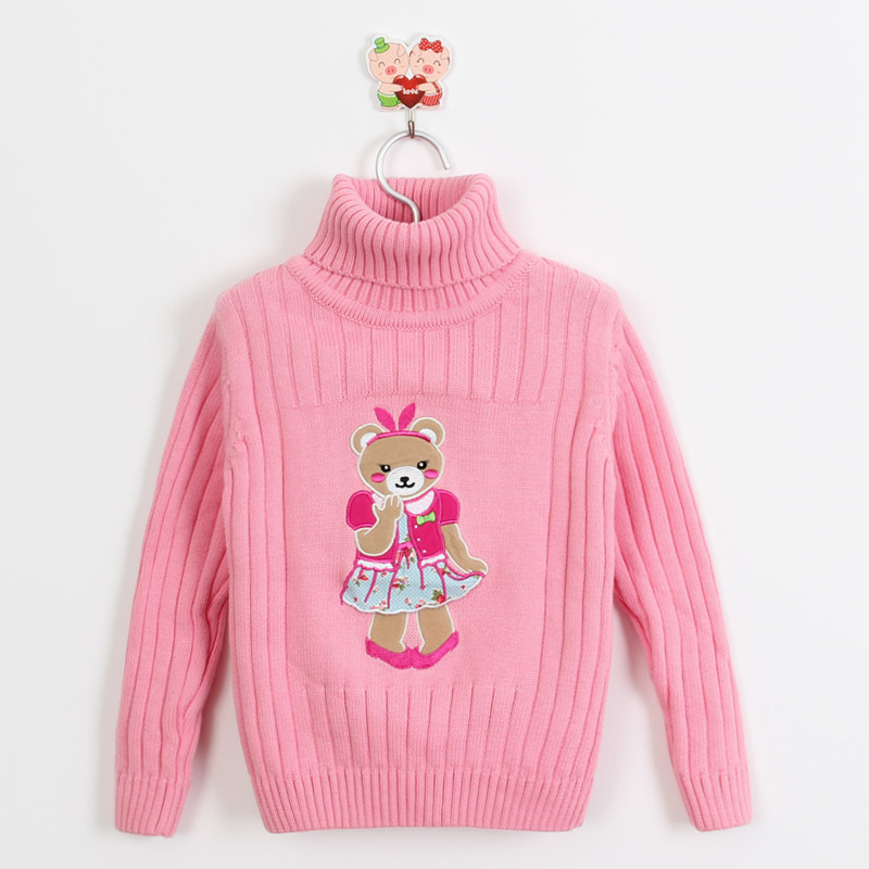 童装新款 <em>韩版</em> 女童 可爱卡通小熊贴布绣纯色高