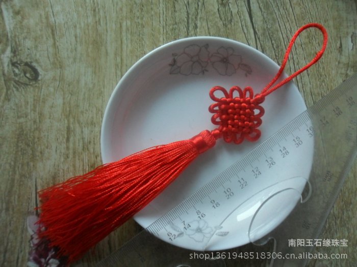 【串珠材料diy饰品配件 翡翠玉石中国结加流苏