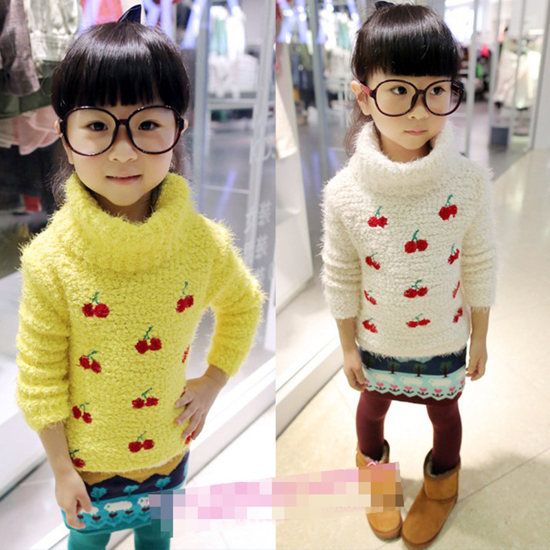 【一年四季】<em>冬款童装 加厚</em>樱桃高领 童<em>毛衣</em> 童